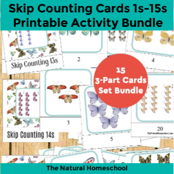 Preview of Montessori-Inspired Math Butterfly Skip Counting Bundle (1s-15s)