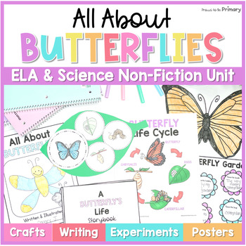 Preview of Butterfly Life Cycle Craft Spring Science Unit - Reading & Writing Activities