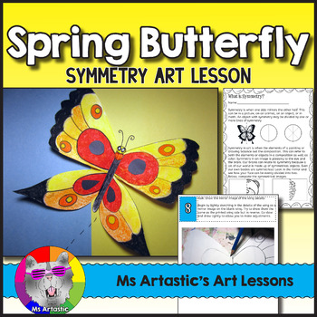 Preview of Butterfly Symmetry Art Lesson, Art Project for Primary