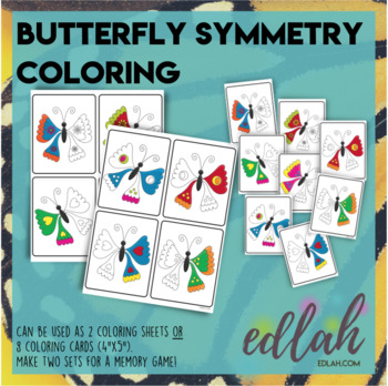 Preview of Butterfly Symmetry Coloring - Activity Sheets or Cards