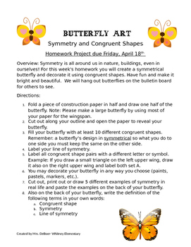 Preview of Butterfly Symmetry Performance Task 4.G.3, 4.G.2