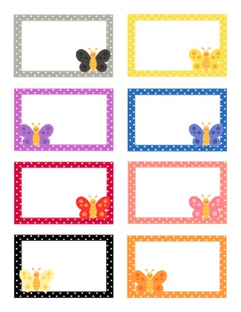 Butterfly Theme Polka Dot Colorful Blank Labels by Rachel Bassett