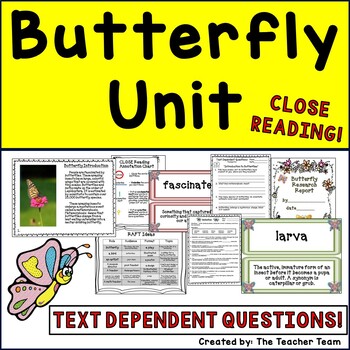 Preview of Butterfly Unit | Reading Comprehension Passages and Questions