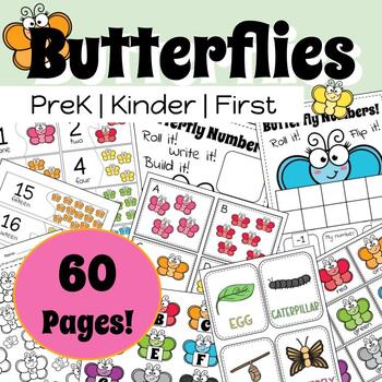 Preview of Butterfly Unit Activities | Math & ELA | Life Cycle | Kindergarten | PDF