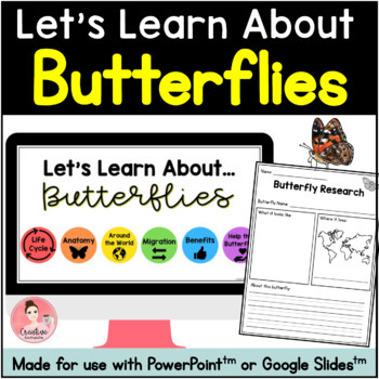 Preview of Butterfly Unit with Slideshow, Printable Information Pages and Student Pages