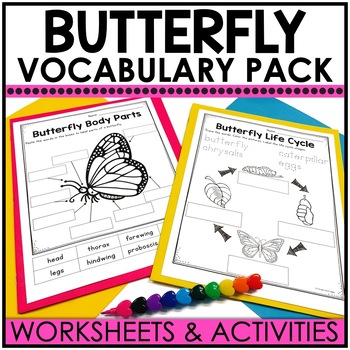 Preview of All About Butterflies Caterpillar to Butterfly Life Cycle Cut & Paste Vocabulary