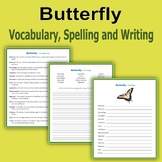 Butterfly Vocabulary, Spelling and Writing