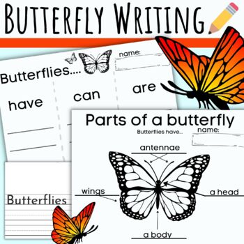 Preview of Butterfly Writing and Labeling - Informative Prompt for Centers