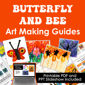 Preview of Butterfly and Bee Art Making Drawing Guides for Elementary Spring Art Lessons
