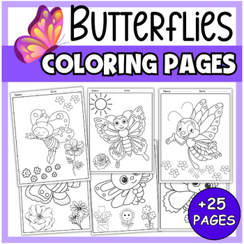 Preview of Butterfly Coloring Pages Summer Flower Fun Science Unit Animal Activities