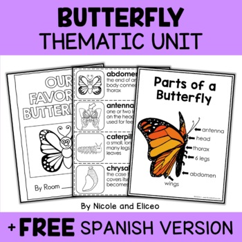 Preview of Butterfly Activities Thematic Unit + FREE Spanish