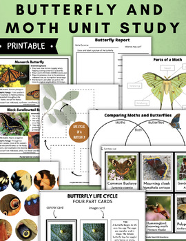 Butterfly and Moth Unit Study by Purple Nest Kid Creations | TPT
