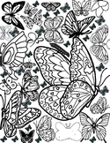 Butterfly coloring pages, spring, fun, mindfulness, calm d