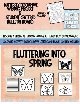 Preview of Butterfly descriptive writing (1 paragraph project)/ bulletin board kit included