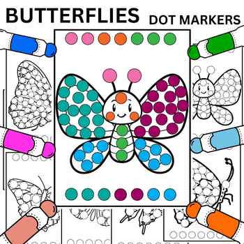 Preview of Butterfly dot markers Coloring Pages motor skills for kids  Spring Activity