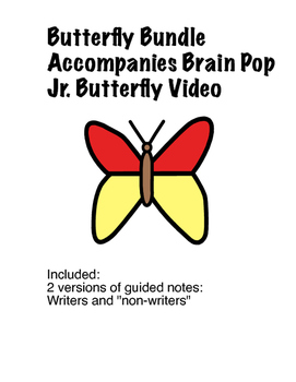 Preview of Butterfly guided notes bundle for BrainPop Jr. Video