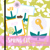 Spring flowers cvc words flash card matching game, rhyming