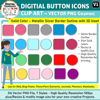 Preview of Button Icon Clipart 1, Button Icon Clipart, Web Button Clipart, Planner Buttons