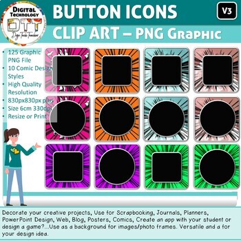 Button Icon Digital V3, Comic Button Clipart, Comic Icon Clipart ...
