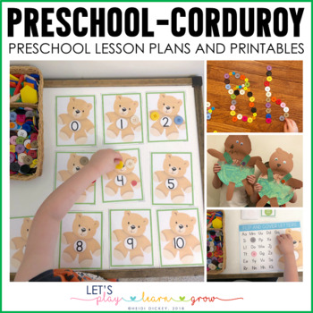 Preview of Buttons & Bears {Corduroy} Preschool Plans and Printables