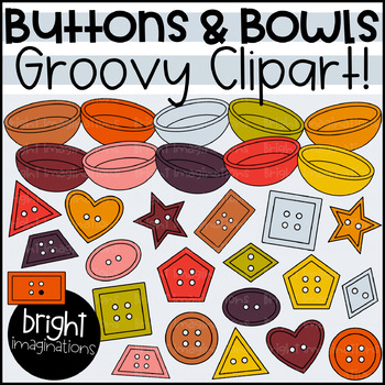 Preview of Buttons and Bowls Clipart | Groovy Colors Buttons and Bowls | Math Manipulatives