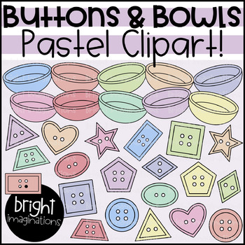 Preview of Buttons and Bowls Clipart | Pastel Buttons and Bowls | Math Manipulatives