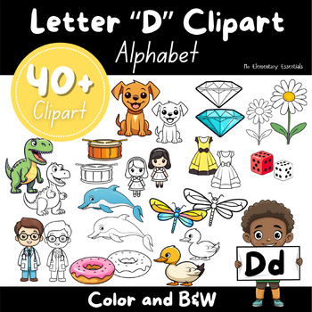 Preview of Buy Alphabet "D" Clipart Bundle: TPT Seller Kit (Personal & Commercial Use)