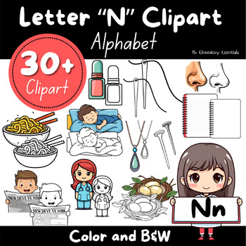 Preview of Buy Alphabet "N" Clipart Bundle: TPT Seller Kit (Personal & Commercial Use)