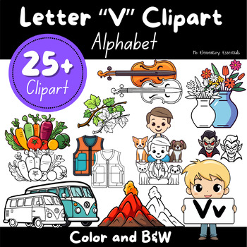 Preview of Buy Alphabet "V" Clipart Bundle: TPT Seller Kit (Personal & Commercial Use)