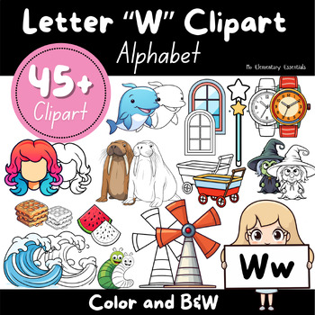 Preview of Buy Alphabet "W" Clipart Bundle: TPT Seller Kit (Personal & Commercial Use)