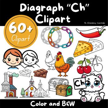 Preview of Buy 'CH' Digraph Clipart Bundle: TPT Seller Kit (Personal & Commercial Use)
