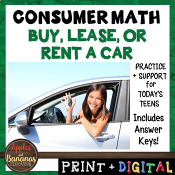 Preview of Buy, Lease, or Rent a Car -  (Notes, Practice, Activities, Test, Project)