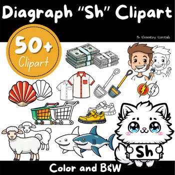 Preview of Buy 'SH' Digraph Clipart Bundle: TPT Seller Kit (Personal & Commercial Use)