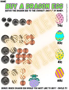 Preview of Buy a Dragon Egg - Counting Coins/Cents