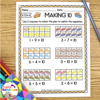 making 10 fall math worksheets k oa 4 by teacher gameroom tpt