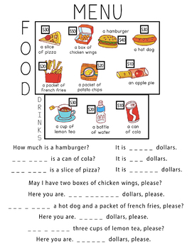 Buying Food Worksheet By Teacher Summer S Shop Tpt