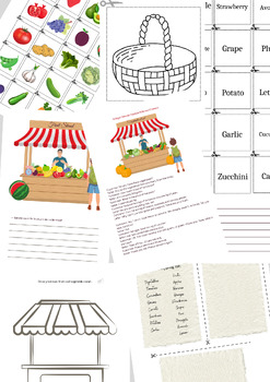 Preview of Buying Fruit and Vegetable Language Exercise, Fruit and Vegetable Vocabulary Exe