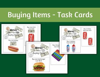 Preview of Buying Items - Task Cards