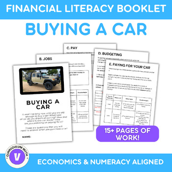 Preview of Buying My First Car Financial Literacy Booklet - Economics, Numeracy, Life Skill