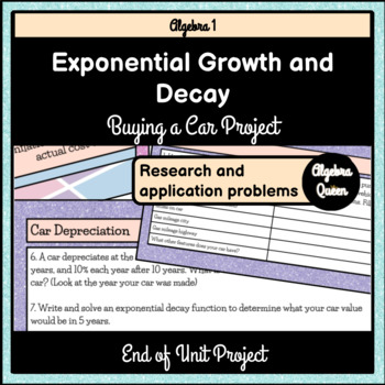 Preview of Buying a Car Exponential Functions End of Unit Project