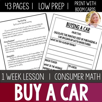 Preview of Buying a Car Lesson Unit- Consumer Math Life Skills Special Education