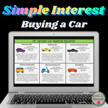 Preview of Buying a Car in GOOGLE SLIDES Simple Interest & Balance DISTANCE LEARNING