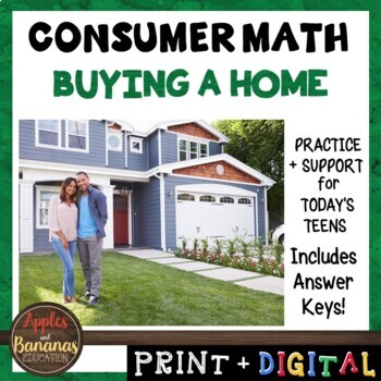 Preview of Buying a Home- Consumer Math Unit (Notes, Practice, Activities, Test, Project)