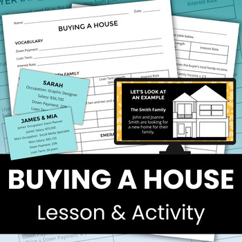 Preview of Buying a House Lesson & Simulation Activity - Down Payments, Interest, & More!