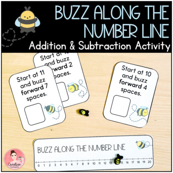 Preview of Buzz Along the Number Line! Kindergarten Addition and Subtraction Task Cards