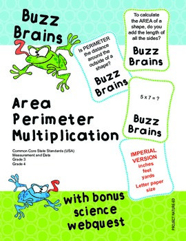 Preview of Buzz Brains (Mathematics) Area, Perimeter and Multiplication (Imperial)