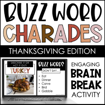 Preview of Buzz Word Charades - Thanksgiving Edition - Brain Break