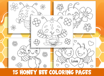 Preview of Buzzy Adventures Await: 15 Honey Bee Coloring Pages for Preschool & Kindergarten