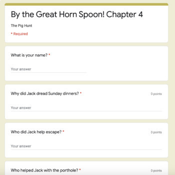 Preview of By the Great Horn Spoon Chapter 4 Google Form Quiz