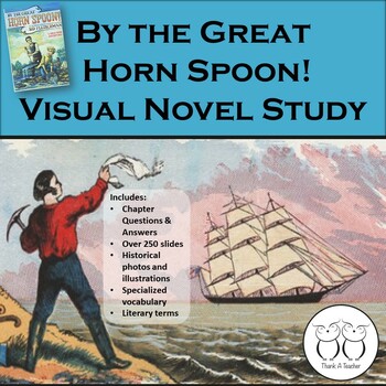 Preview of By the Great Horn Spoon! Visual Novel Study w/ Comprehension Q & A's